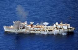 Some smoke from the explosives in the Vandenberg Key West