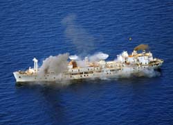 Portside of the Vandenberg still floating in Atlantic Ocean