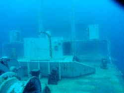 Deck level looking toward stern of the Vandenberg wreck dive in Key West