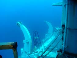 Lifeboat brackets on the Vandenberg wreck in Key West